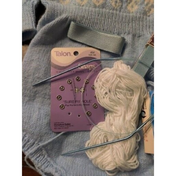 BABY BOY HAND KNIT Fair Isle SWEATER Romper SIZE 3-6 MONTHS. BLUE. Incomplete - Picture 2 of 6